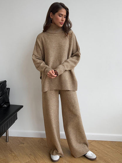 Adiffu Loose Casual Turtleneck Sweater Set