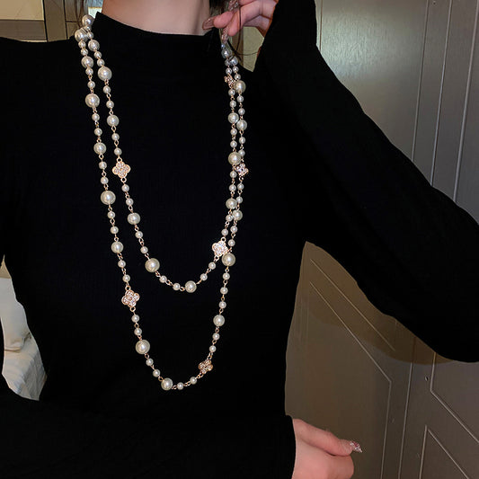 Adiffu Long Imitation Pearl Necklace