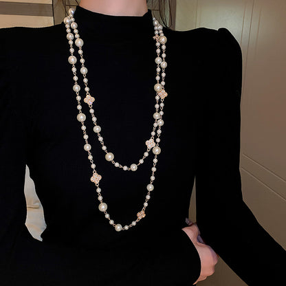 Adiffu Long Imitation Pearl Necklace