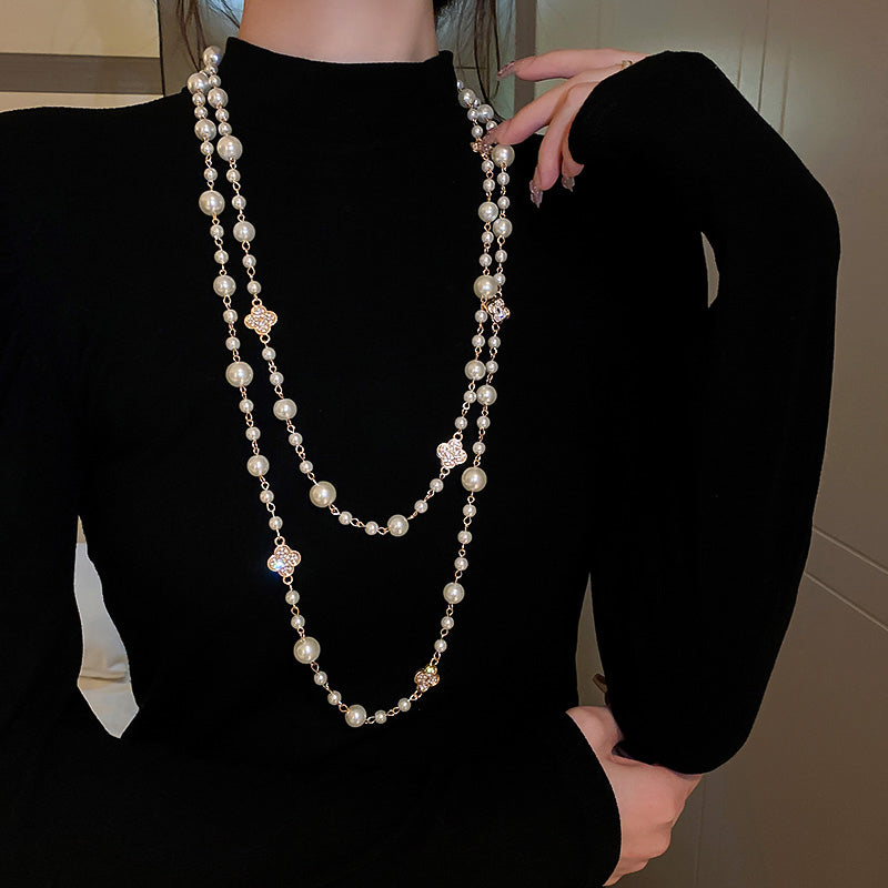 Adiffu Long Imitation Pearl Necklace