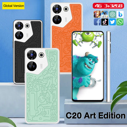 2024 New C20 Art Edition Smartphone 4G Network HD Screen 3+32GB Intelligent Mobile Phone