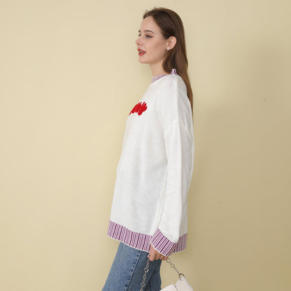 Adiffu New Long-sleeved Monogram Embroidered Sweater For Christmas