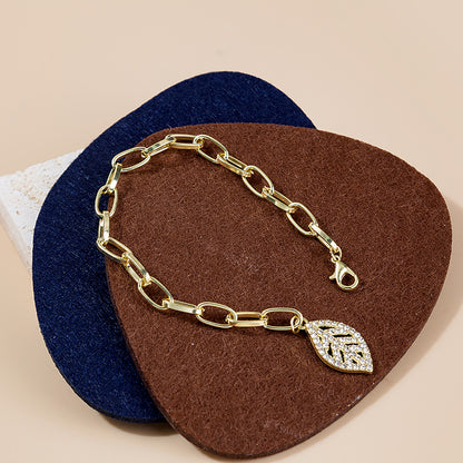 Adiffu Exquisite Leaf Necklace Earrings Bracelet Jewelry Set