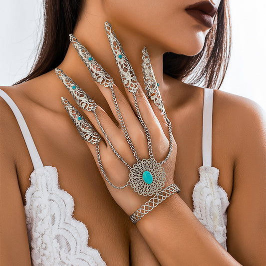 Punk Tapered Nail Chain Ring Bracelet