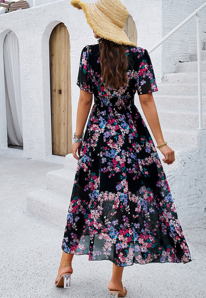 Popular Floral Short-sleeved Dress