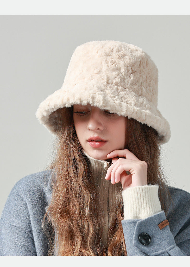 Adiffu Women's Warm Winter Bucket Hat Fluffy Hat