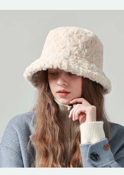 Adiffu Women's Warm Winter Bucket Hat Fluffy Hat