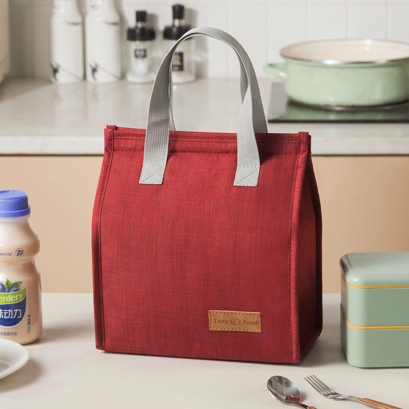 Adiffu Simple Meal Bag Vertical Portable Cationic Bento Bag Insulated Lunch Box Bag Large Capacity Bento Bag