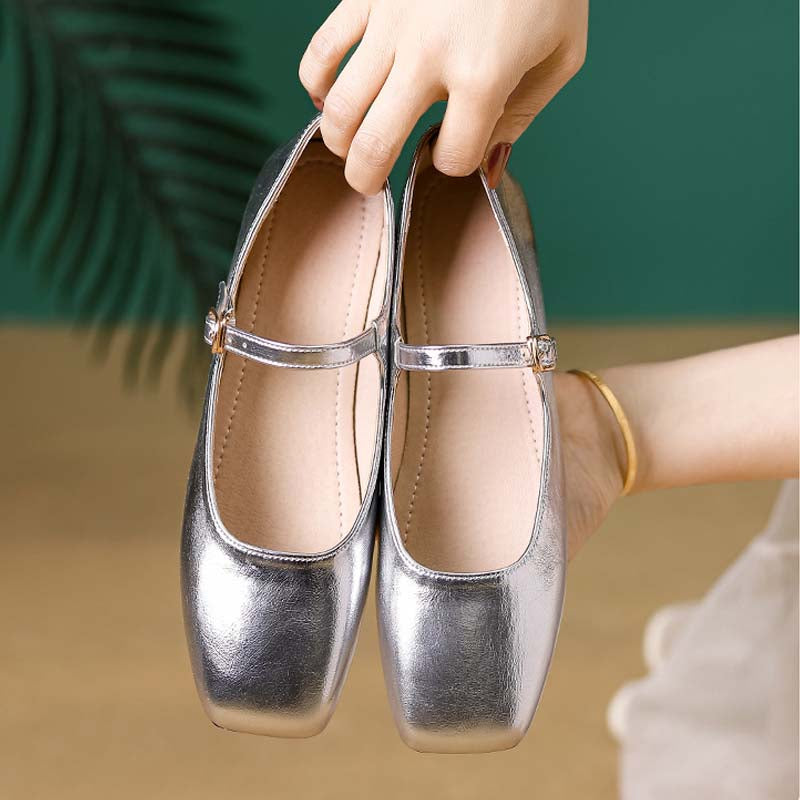 Adiffu French Soft Leather Maryjane Flats