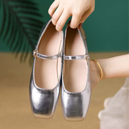Adiffu French Soft Leather Maryjane Flats