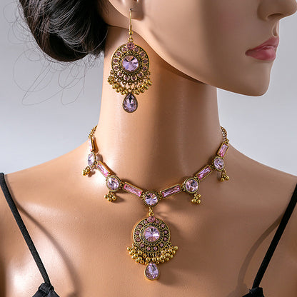 Luxury Geometric Round Earrings Square Necklace