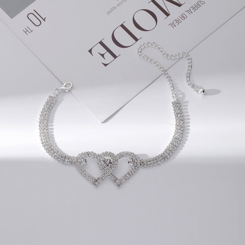 Adiffu Crystal Heart-shaped Anklet