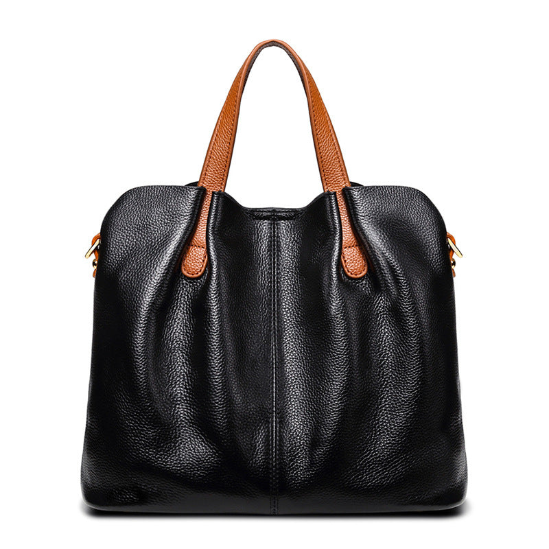 Adiffu Genuine Leather Handbags Head Layer Cowhide Litchi Grain Women Crossbody Bag