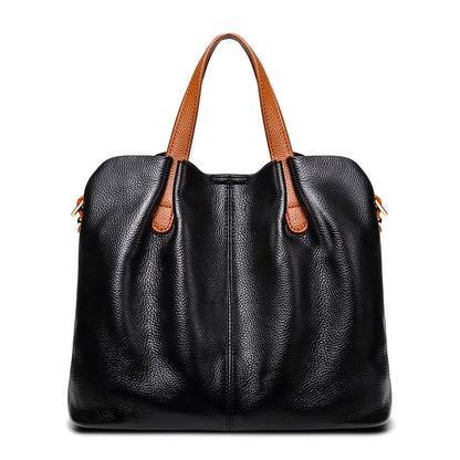 Adiffu Genuine Leather Handbags Head Layer Cowhide Litchi Grain Women Crossbody Bag