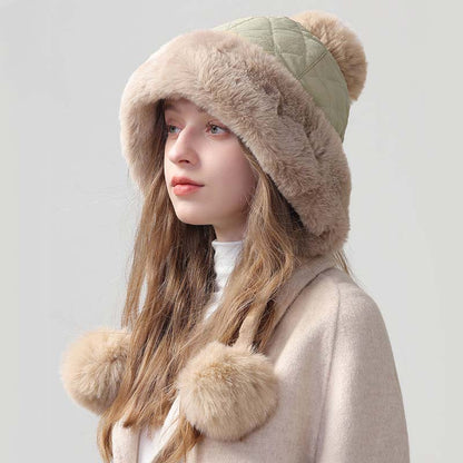 Adiffu Autumn And Winter Mixed Color Cotton Wool Ear Protection Hat