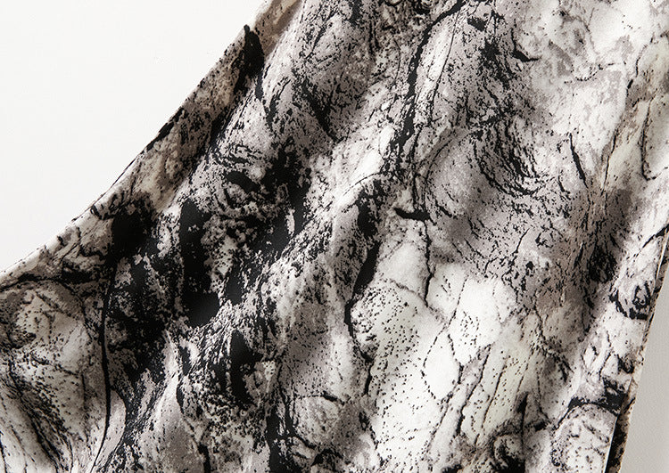 Adiffu Art Ink Style Print Halter Dress