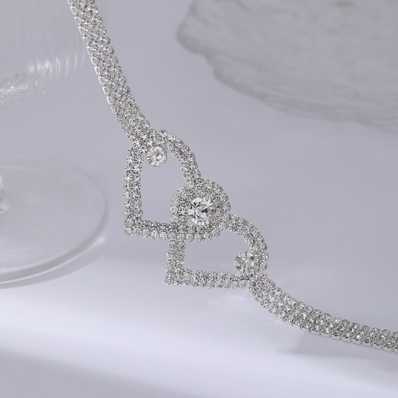 Adiffu Crystal Heart-shaped Anklet