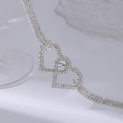 Adiffu Crystal Heart-shaped Anklet