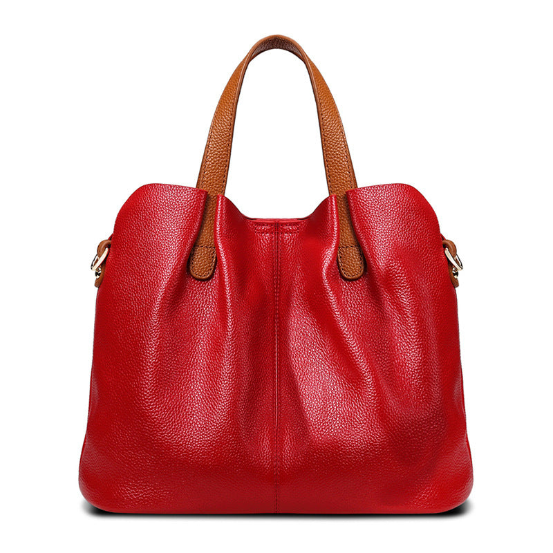 Adiffu Genuine Leather Handbags Head Layer Cowhide Litchi Grain Women Crossbody Bag