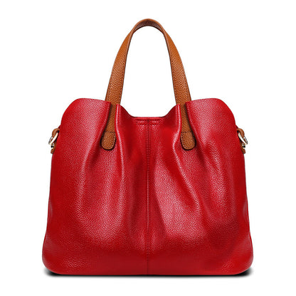 Adiffu Genuine Leather Handbags Head Layer Cowhide Litchi Grain Women Crossbody Bag