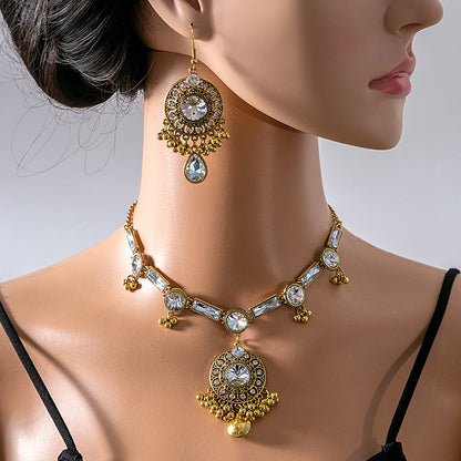 Luxury Geometric Round Earrings Square Necklace