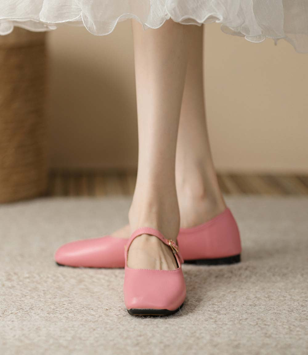 Adiffu French Soft Leather Maryjane Flats