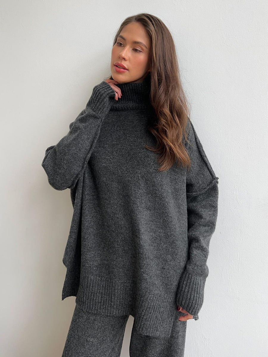 Adiffu Loose Casual Turtleneck Sweater Set
