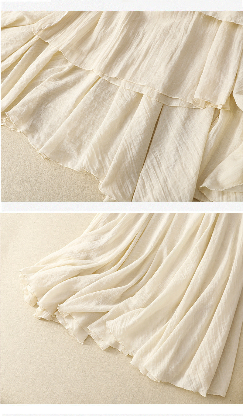 Adiffu Sweet Flouncing Double-deck Skirt