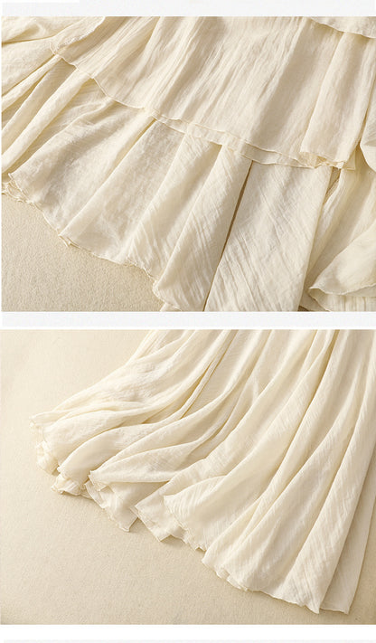 Adiffu Sweet Flouncing Double-deck Skirt