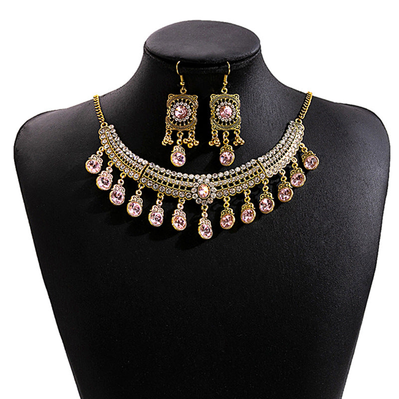 European and American Vintage Rhinestone Jewelry Set