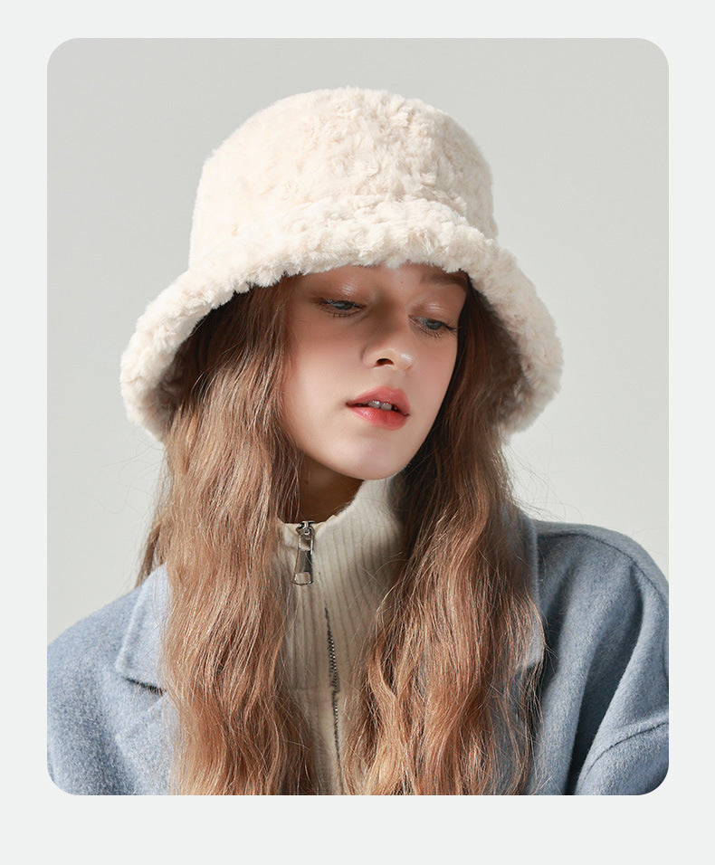 Adiffu Women's Warm Winter Bucket Hat Fluffy Hat