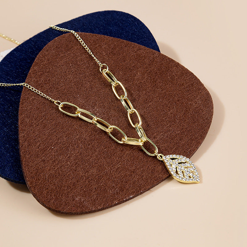 Adiffu Exquisite Leaf Necklace Earrings Bracelet Jewelry Set