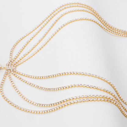 Adiffu Boho Chic Water Drop Sparkling Rhindiamonds Bridal Hair Chain