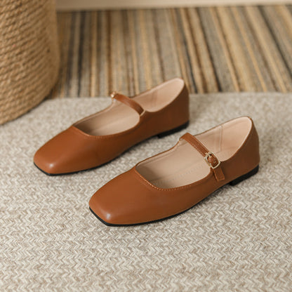 Adiffu French Soft Leather Maryjane Flats