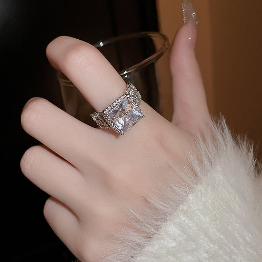 Sparkling Square Open Ring