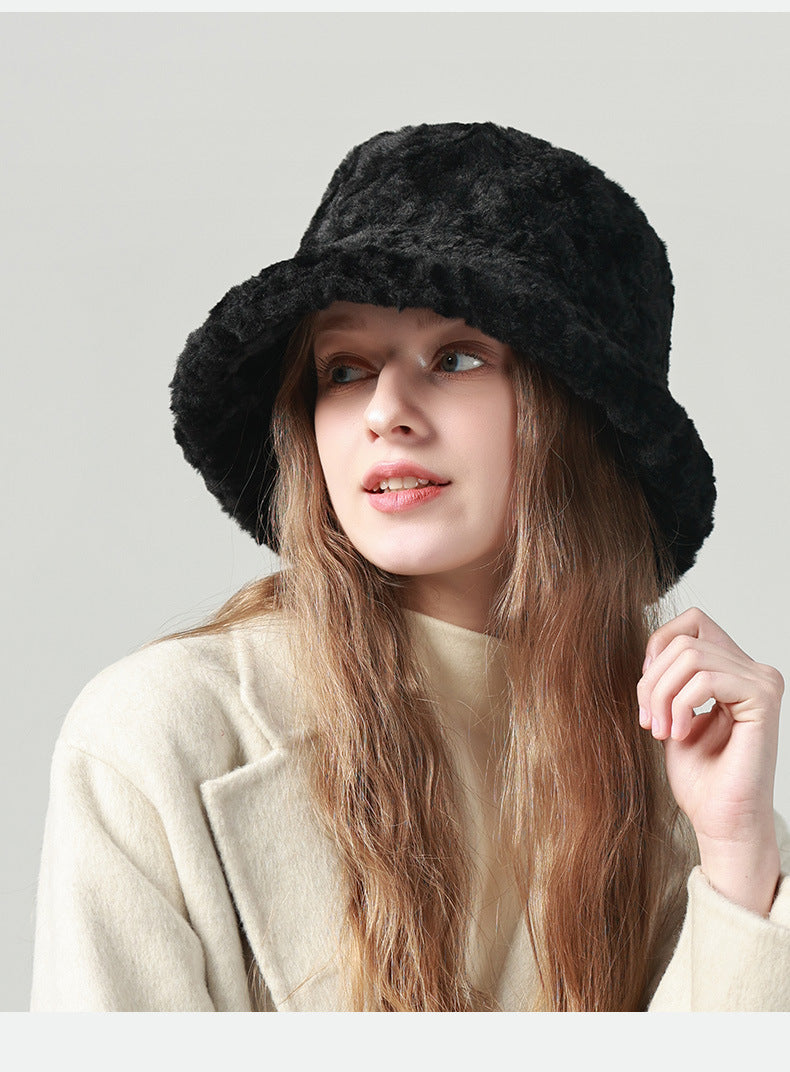 Adiffu Women's Warm Winter Bucket Hat Fluffy Hat