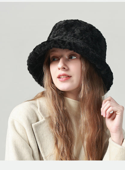 Adiffu Women's Warm Winter Bucket Hat Fluffy Hat