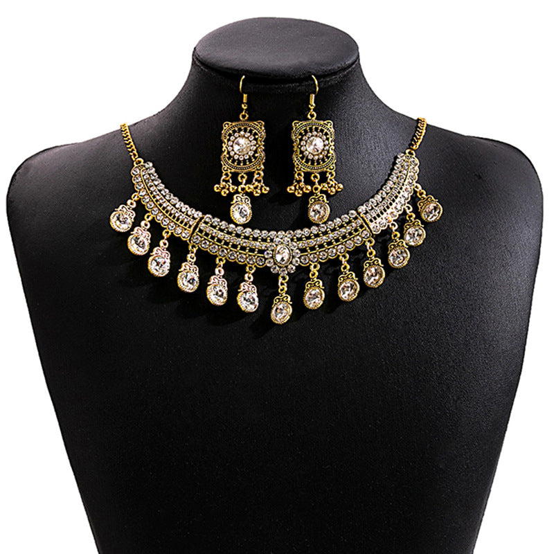 European and American Vintage Rhinestone Jewelry Set