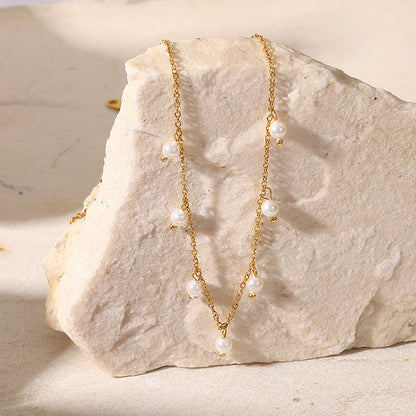 Adiffu French Elegant Pearl Necklace For Women