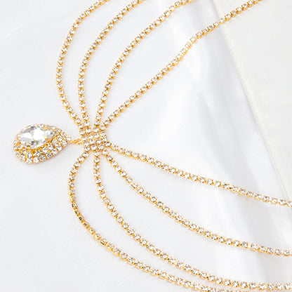 Adiffu Boho Chic Water Drop Sparkling Rhindiamonds Bridal Hair Chain