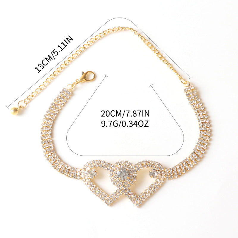 Adiffu Crystal Heart-shaped Anklet