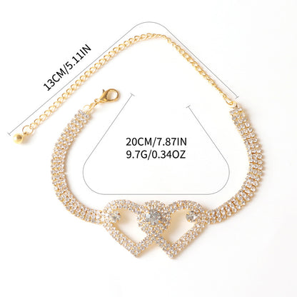 Adiffu Crystal Heart-shaped Anklet
