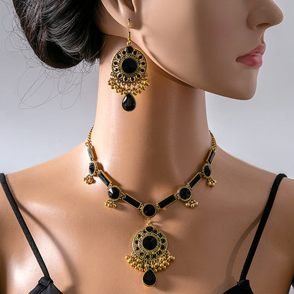 Luxury Geometric Round Earrings Square Necklace