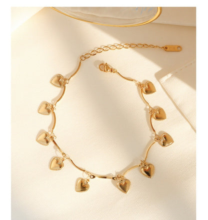 Adiffu French Style Heart Fringe Anklet