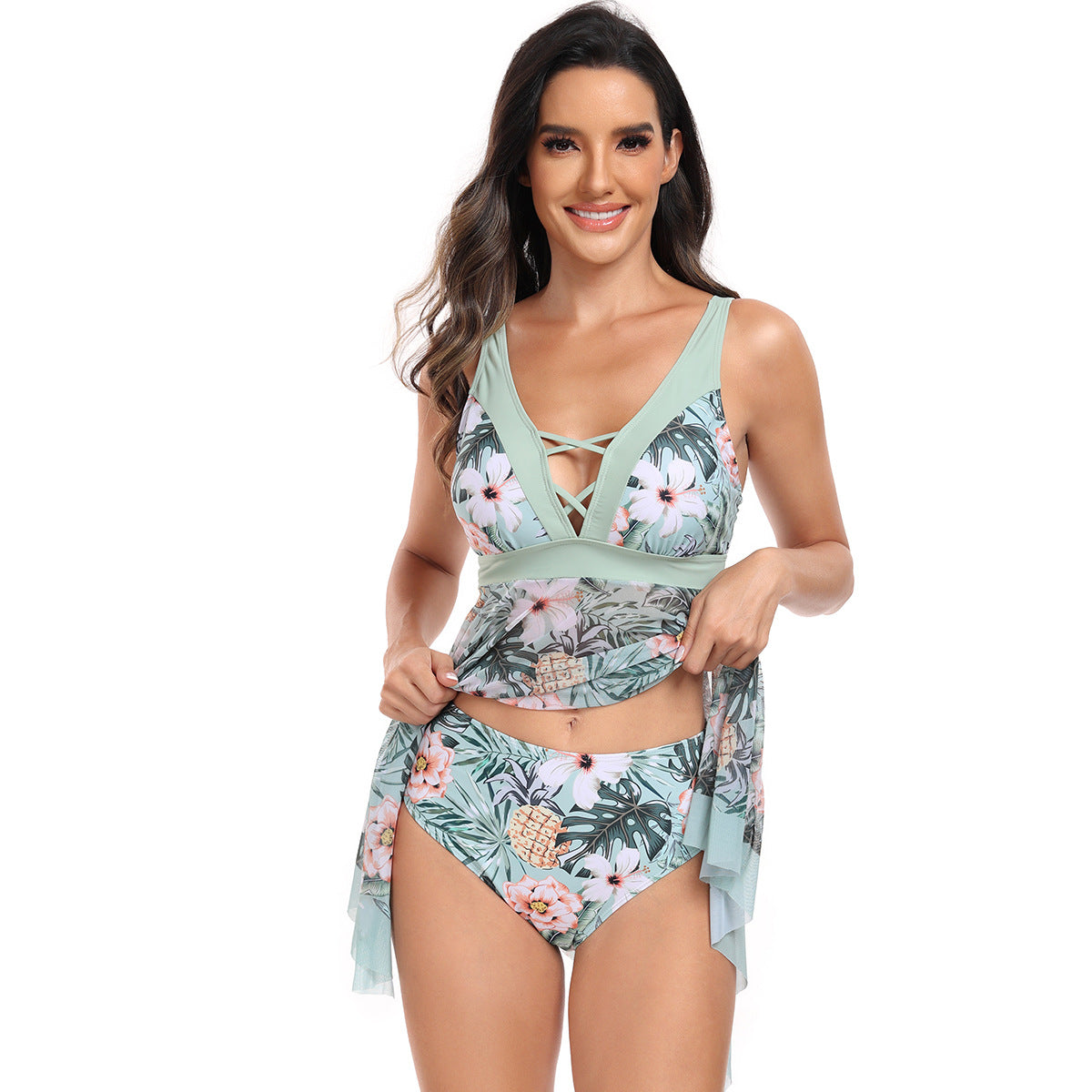 Adiffu Pea Green Two-piece Swimsuit
