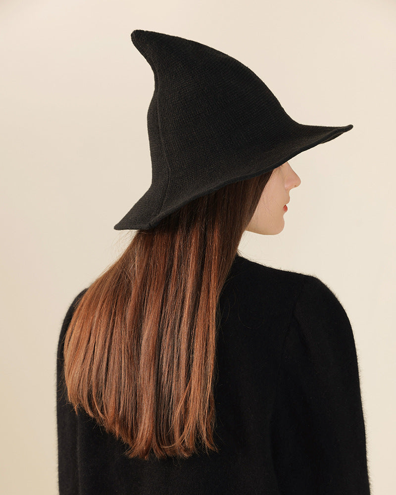 Adiffu Halloween Witch Hat With Large Brim Knitted Party Cosplay Hat