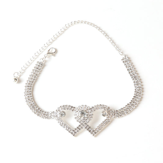 Adiffu Crystal Heart-shaped Anklet
