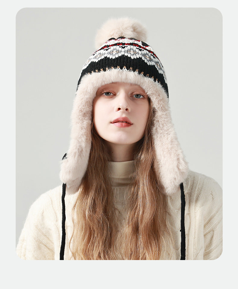 Adiffu Extra Fleece And tThick Warm Ear Protection Outdoor Riding Ski Hat