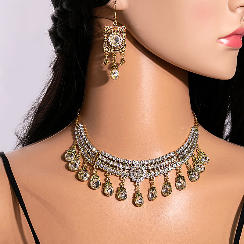 European and American Vintage Rhinestone Jewelry Set