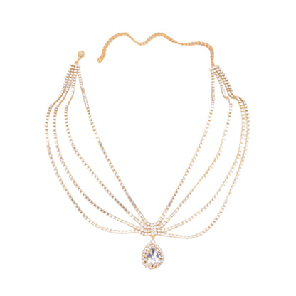 Adiffu Boho Chic Water Drop Sparkling Rhindiamonds Bridal Hair Chain
